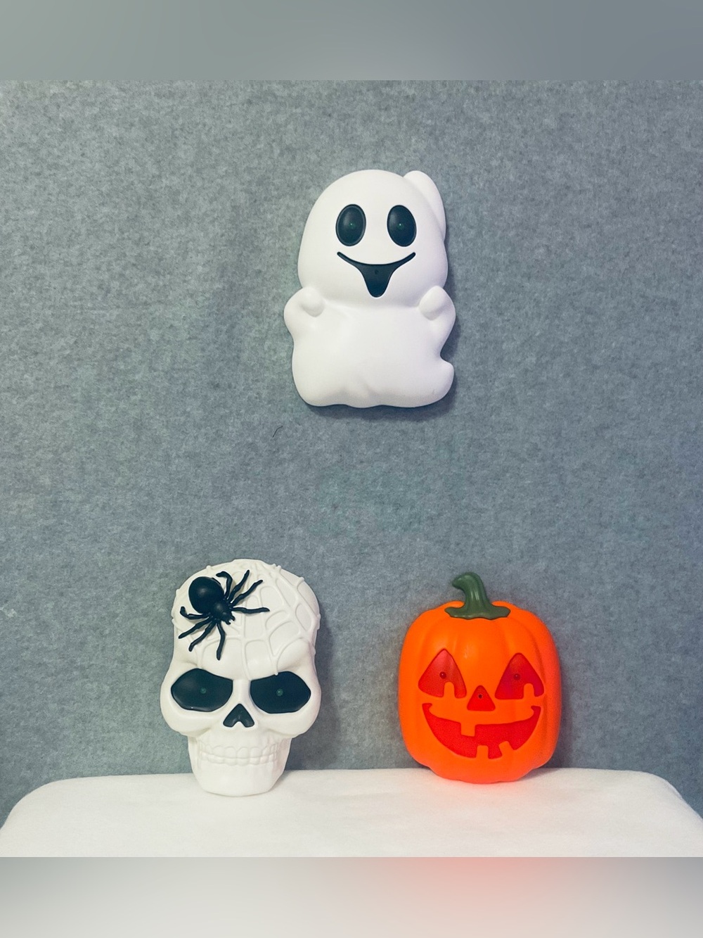 Halloween Light & Sound Hanging Wall Decor | Ghost, Skull & Pumpkin set of 3